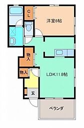 ワンズウィング 1LDKの間取図画像