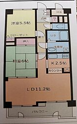 グランリシェス 2LDKの間取図画像