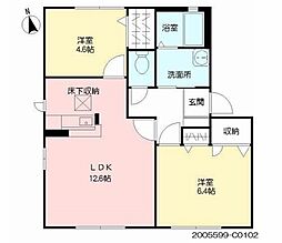 シティーパルC 2LDKの間取図画像