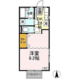 ルージュ医大北 1Kの間取図画像