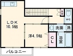ソレイユビセレクト法蓮町I 1LDKの間取図画像