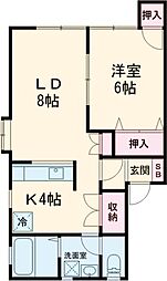 プリムローズ 1LDKの間取図画像