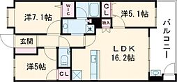 サンリヤン春日原ヴェール 3LDKの間取図画像