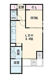 GRANDTIC九品寺 1LDKの間取図画像