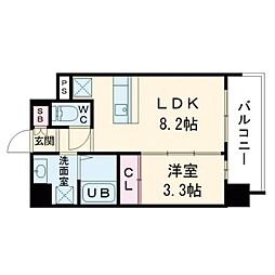 S-RESIDENCE難波西alter 1LDKの間取図画像