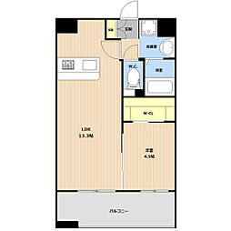 LIBTH・新町EAST 1LDKの間取図画像