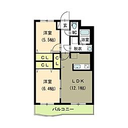 シャルマン 2LDKの間取図画像