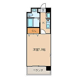 サンボックス大浦 1Kの間取図画像