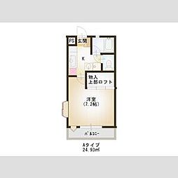 ハピネス銀杏町 1Kの間取図画像