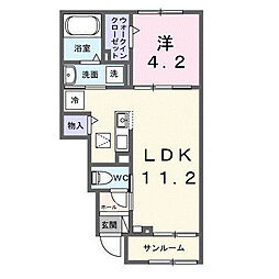 アンフィニ アムールI 1LDKの間取図画像
