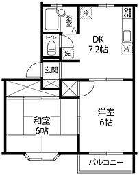 メゾンボヌール額乙丸 2DKの間取図画像