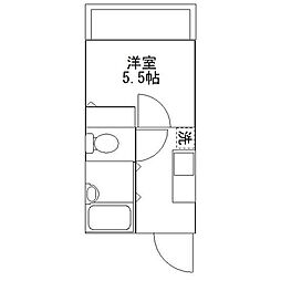 タミーハイツ 1Kの間取図画像