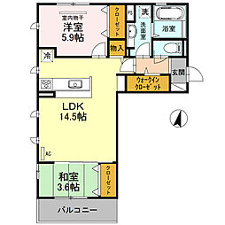 リ:エスト2 2LDKの間取図画像