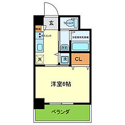 プロスパー十三 1Kの間取図画像