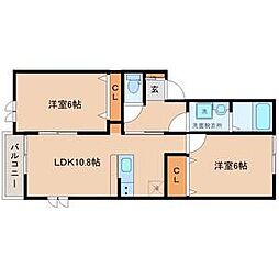 アスコット東郡山 2LDKの間取図画像
