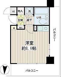 鶴見東パーク・ホームズ ワンルームの間取図画像
