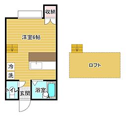 大志館1 ワンルームの間取図画像