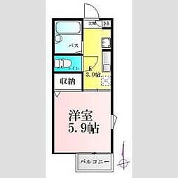 新坂壱番館 1Kの間取図画像