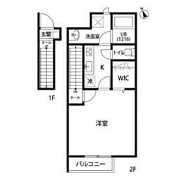 Libre行連 1Kの間取図画像