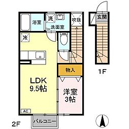 ローズコートジェイ 1LDKの間取図画像