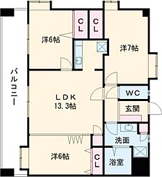 ニューリバー九工大駅前 3LDKの間取図画像