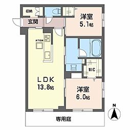 オースピシャス大安寺 2LDKの間取図画像