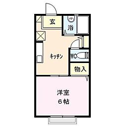 ウエストハイツA 1Kの間取図画像