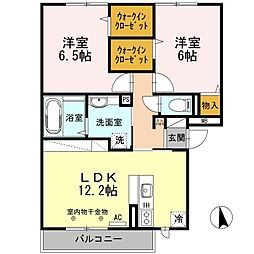 オーベル向中野A 2LDKの間取図画像