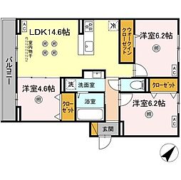 D-KISARIA WV 3LDKの間取図画像