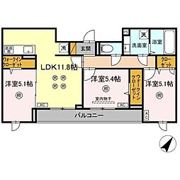D-KISARIA WV 3LDKの間取図画像