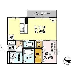 グランジェロ 1LDKの間取図画像