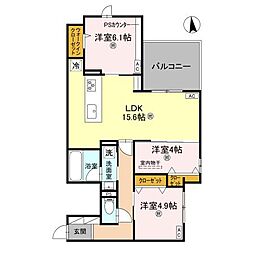 ココルトリシア 3LDKの間取図画像