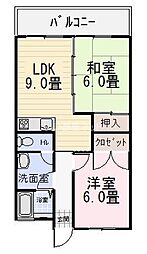 大手下コープ木屋 2LDKの間取図画像