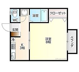 エクレール10 1Kの間取図画像