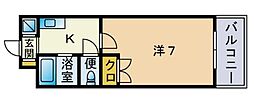 スライビング藤崎 1Kの間取図画像