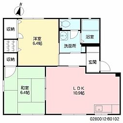 サニーコート本城B 2LDKの間取図画像