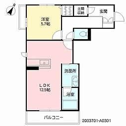 シャーメゾングランF 1LDKの間取図画像