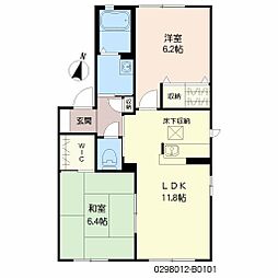 プレジールアンB 2LDKの間取図画像