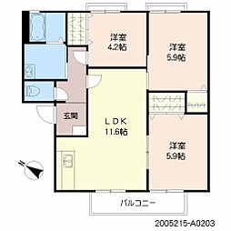 ファミール真木A 3LDKの間取図画像