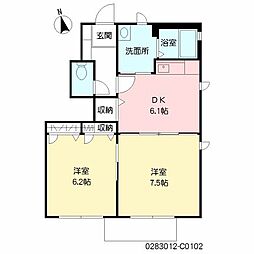 ブランシェ幸神C 2DKの間取図画像