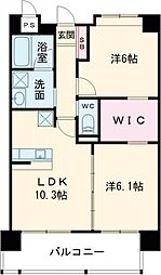 ヒルクレスト片野グランデI 2LDKの間取図画像