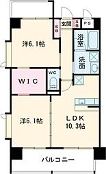 ヒルクレスト片野グランデI 2LDKの間取図画像
