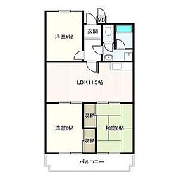 第2橋本マンション 3LDKの間取図画像