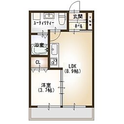 ヴォーグ1 1LDKの間取図画像