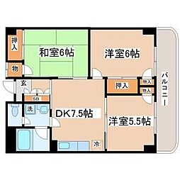 旭レジデンス 3DKの間取図画像