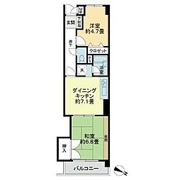 ライオンズマンションマキシム大橋 2DKの間取図画像