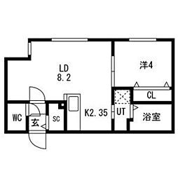 札幌市中央区南九条西13丁目マンション 1LDKの間取図画像