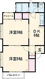 メゾン・ド・ソレイユ 2DKの間取図画像