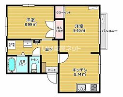 ニューフォーブル長江 1LDKの間取図画像