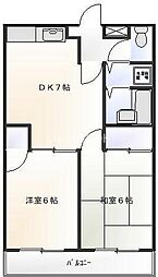 アーバン高野台 2DKの間取図画像